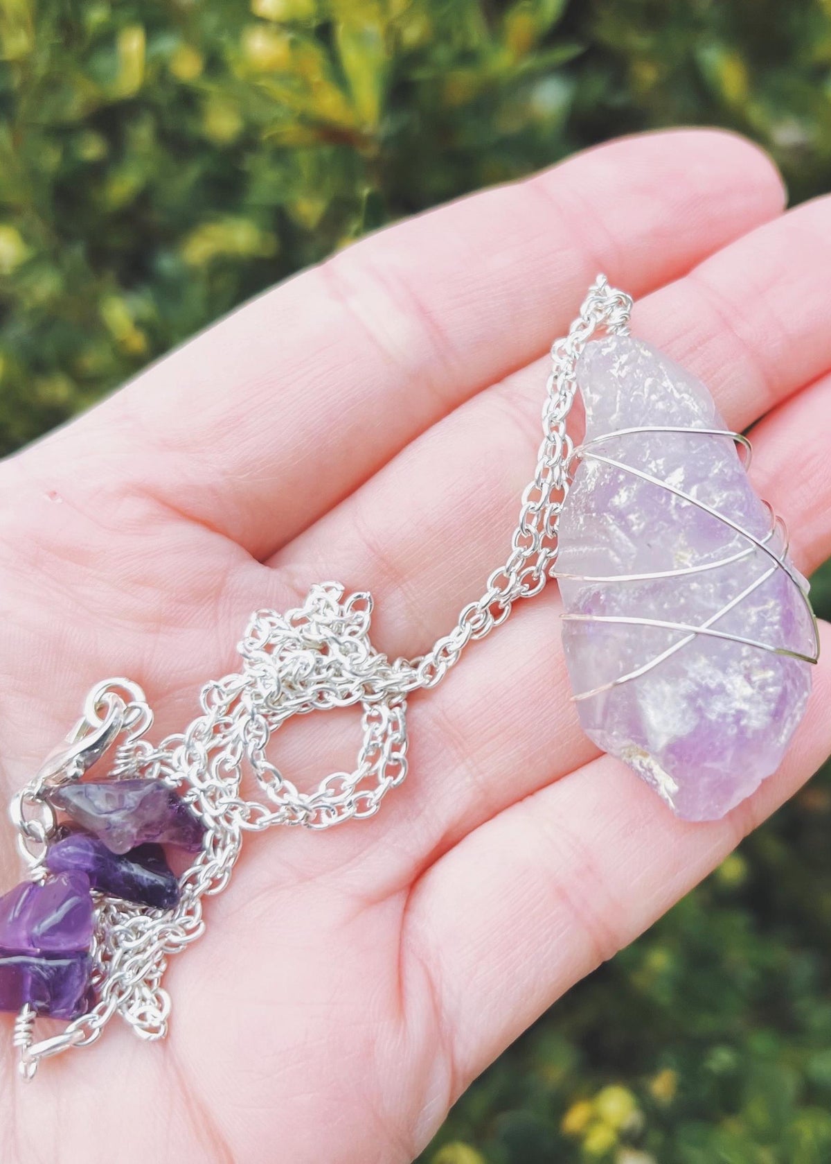 Raw Amethyst Crystal Necklace: