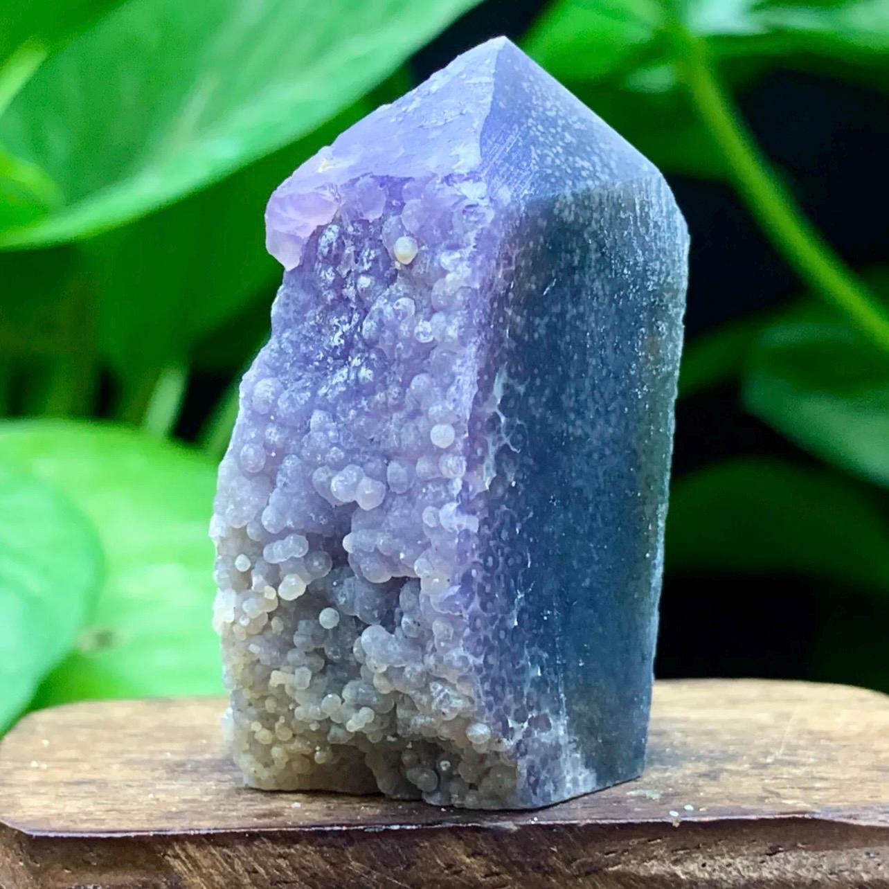 Natural Grape Agate Small Tower & Amethyst Geode Set
