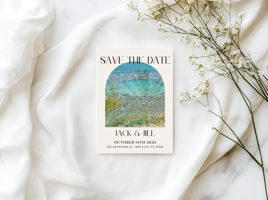 Palm Ocean Wedding Invitation Editable Digital Download